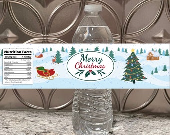 Christmas Water Bottle Labels, Christmas Party, Holiday Water Bottle ...
