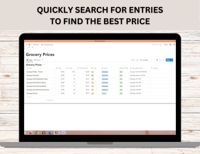 Grocery Prices Tracker Template for Notion Etsy