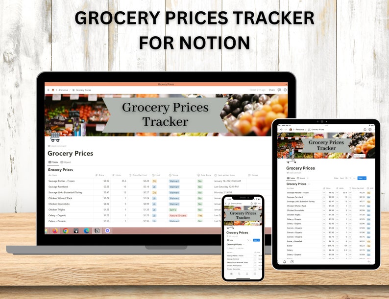 Grocery Prices Tracker Template for Notion Etsy