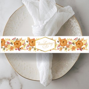 Printable Thanksgiving Friendsgiving Napkin Ring Bundle PDF, fall, autumn, instant download, printable pdf image 1