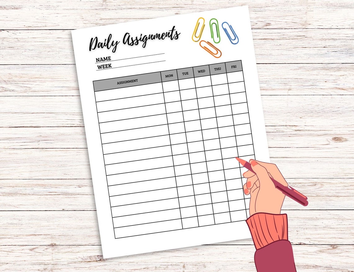 Homeschool Assignments Checklist Printable PDF - Etsy