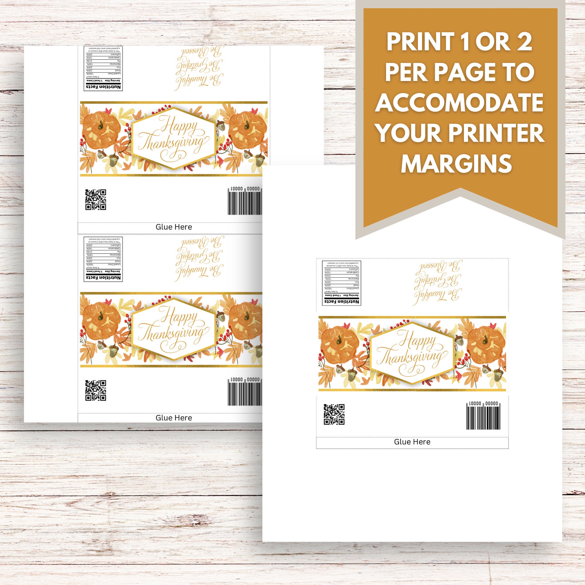 Thanksgiving Candy Bar Wrapper Printable, Instant Download, Friends
