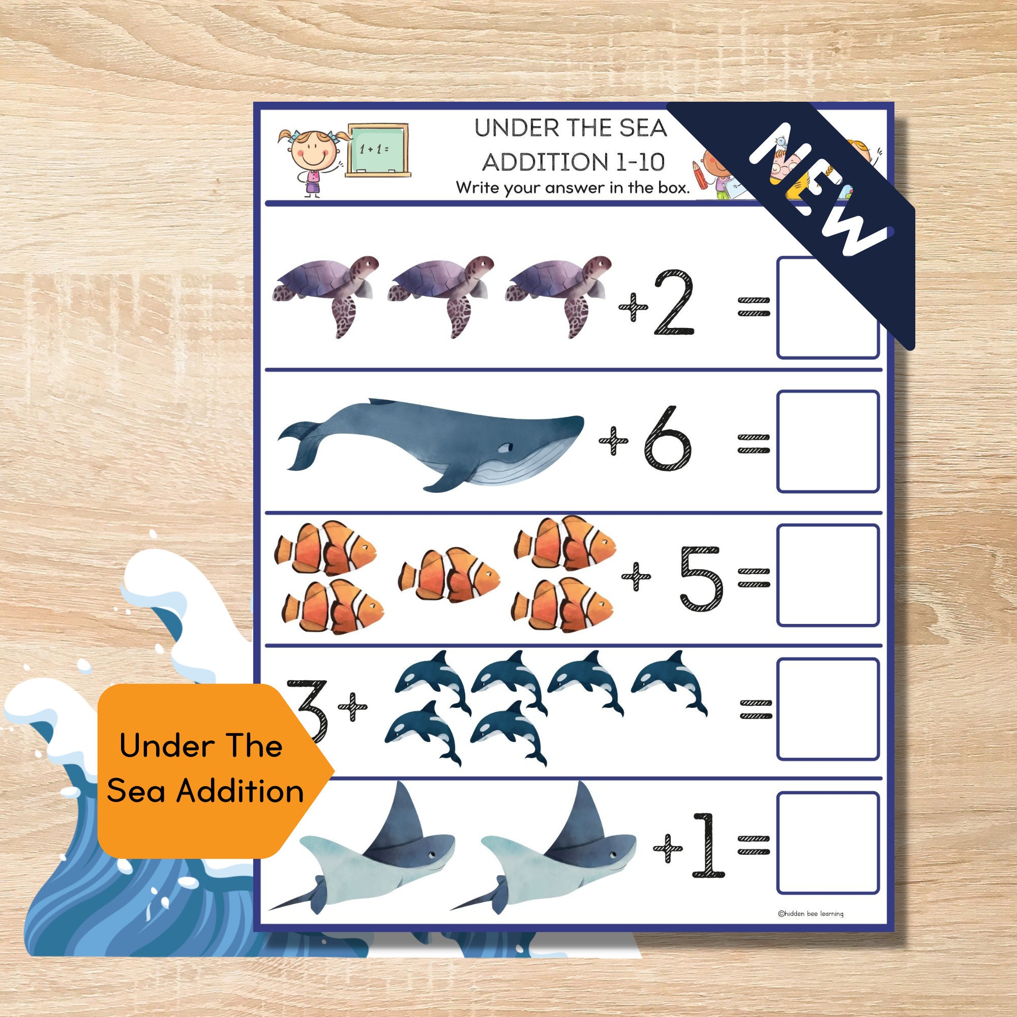 ocean life addition math counting learning pintables etsy