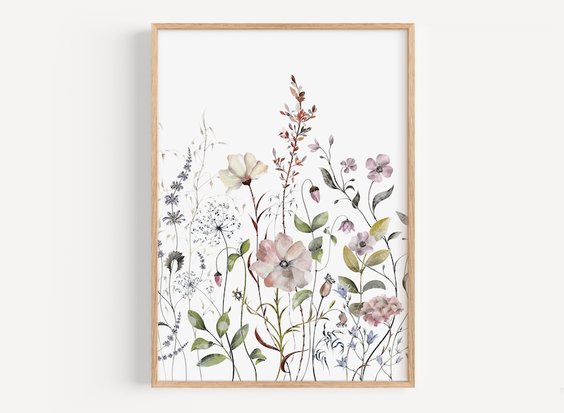 Set of 3 Wildflower Prints Floral Wall Art Botanical Print Etsy
