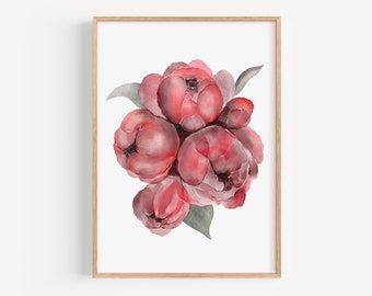 Blush Pink Peony Flower Art Print (Digital Download)
