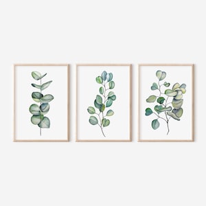 Eucalyptus print eucalyptus muurkunst botanische print set botanische muur kunst set van 3 prints aquarel print afdrukbare muur kunst
