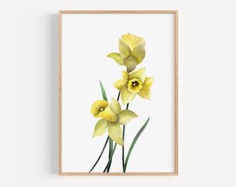 Impressão de flor de narciso amarelo: arte de parede de narciso (download digital)