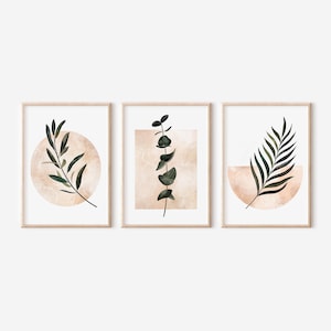 Mid Century Modern Wall Art Print Set of 3, Neutral Abstract Geometric Wall Art, Minimal Gallery Art, Digital Download | 44