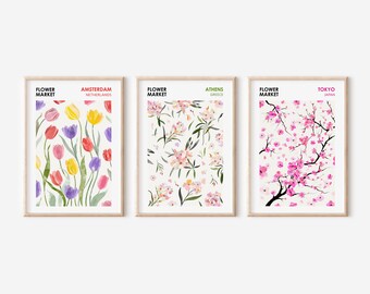 Flower Market Print Set: Floral Botanical Wall Art (Digital Download)