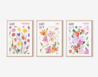Flower Market Art Print Set: Floral Botanical Wall Decor (Digital Download)