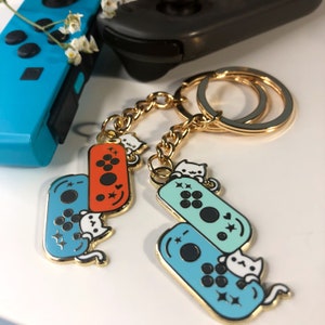 Switch Joycon Cats Gold Hard Enamel Keychain-cute, kawaii, gift, keychain Set of Both