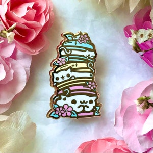 Meow-caron- Cat Macaron Hard Enamel Pin: Kit-Tea Time- cute, kawaii, gift, lapel pin