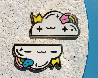 Mood Clouds -Flippable Hard Enamel Pin cute, kawaii, gift, lapel pin