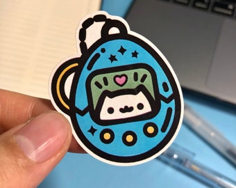 Tamagotchi Cat Blue - Vinyl Sticker