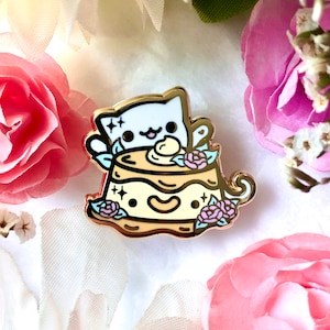 Cara-meow Flan- Cat Flan Hard Enamel Pin: Kit-Tea Time- cute, kawaii, gift, lapel pin
