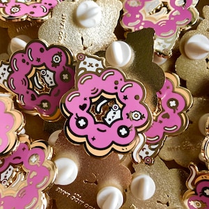 Floral Mochi Doughnut Hard Enamel Pin- cute, kawaii, gift, lapel pin