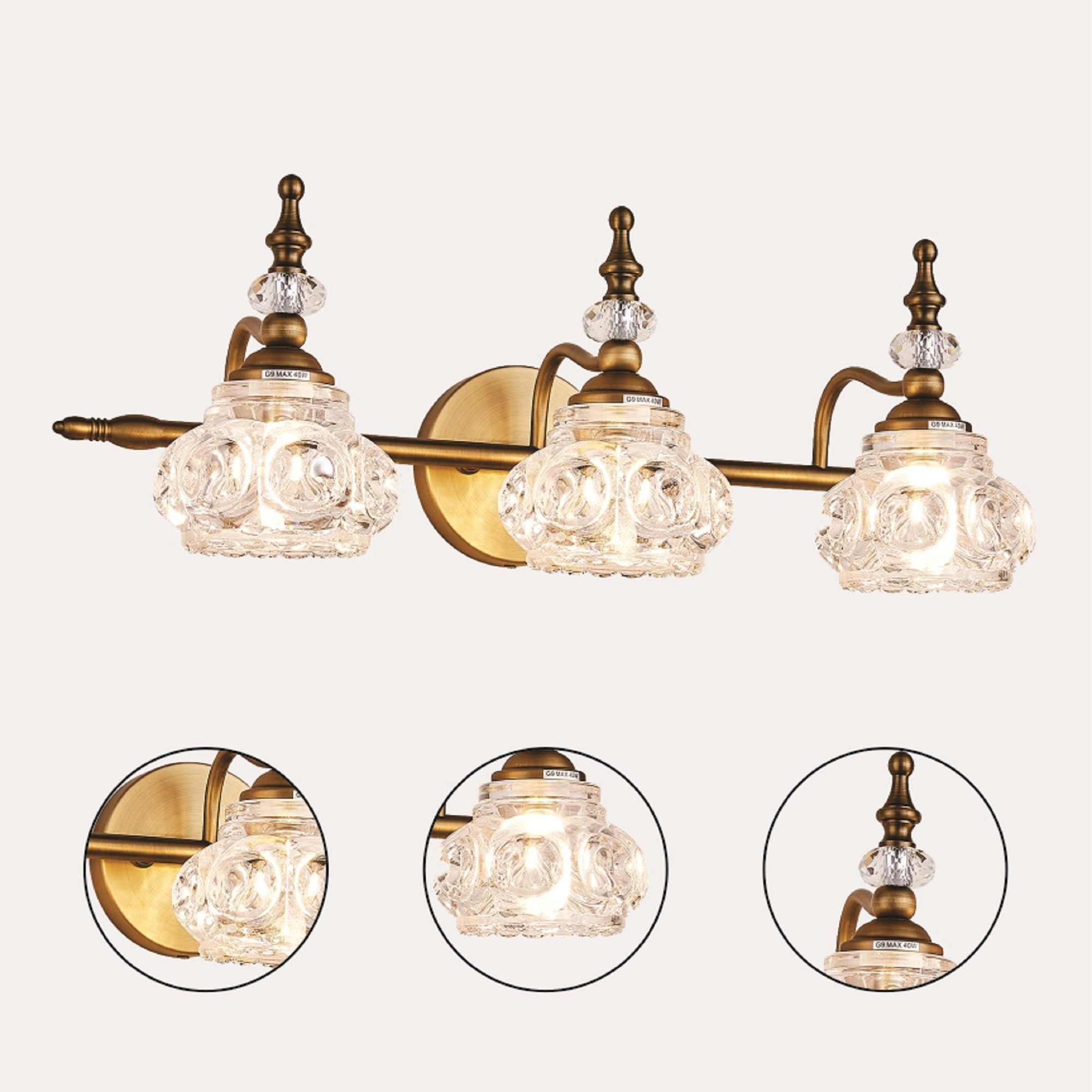 Antique gold bathroom light on sale fixtures