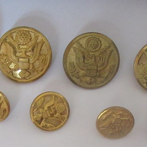 Group of Army Uniform Buttons and Cap Buttons