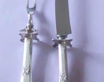 Vintage Sterling Silver Carving Fork and Knife Set