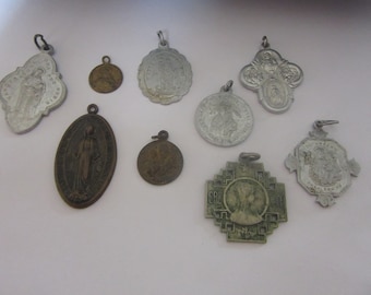 Group of Nine Small Religious Pendants