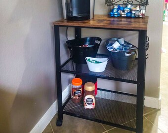 Small Kitchen Island Cart with Wheels, Kitchen Microwave Cart Rolling Utility, Coffee Bar Serving Cart For Kitchen