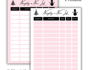 Naughty or Nice List | Christmas Budget | Christmas List | PDF