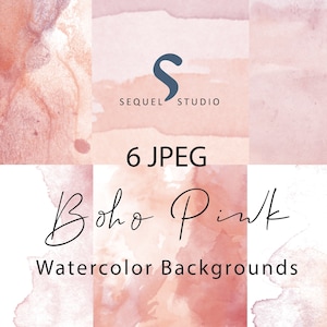 Digital Watercolor Clipart Boho Purple Pink Watercolor Paper image 1