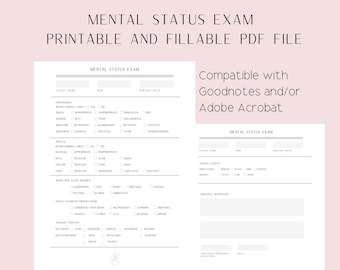 Mental Status Exam | Fillable Therapy Worksheet (PDF)