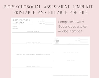 Biopsychosocial Assessment Template – Printable & Fillable (PDF)