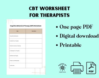 CBT Worksheet for Therapists Printable PDF Document LMFT