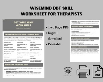 DBT Skills WISEMIND Informational Worksheet for Therapists