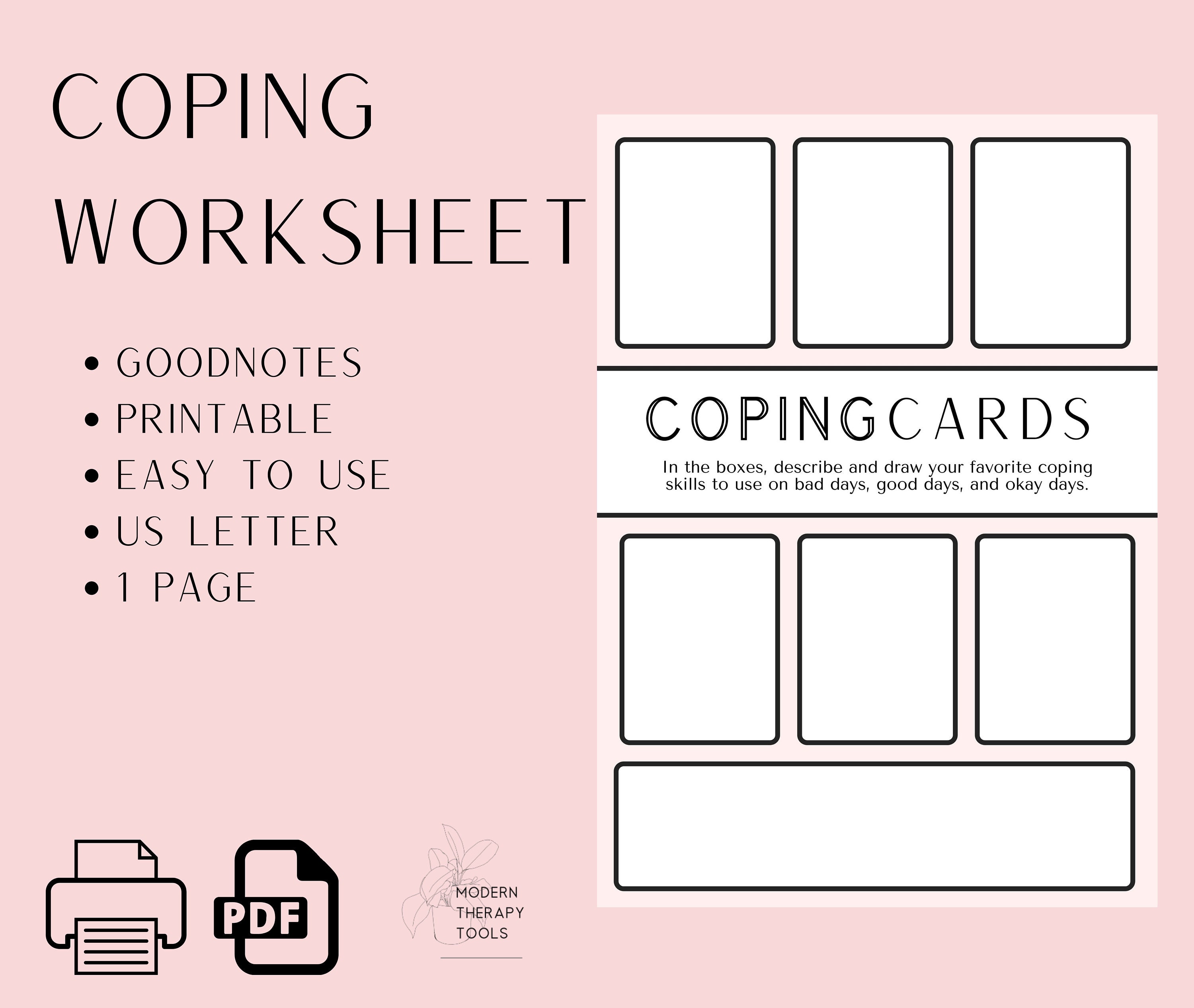 Coping Cards Worksheet PDF Therapy Worksheet Printable PDF Goodnotes Coping Cards Worksheet PDF Therapy Worksheet Printable PDF Goodnotes