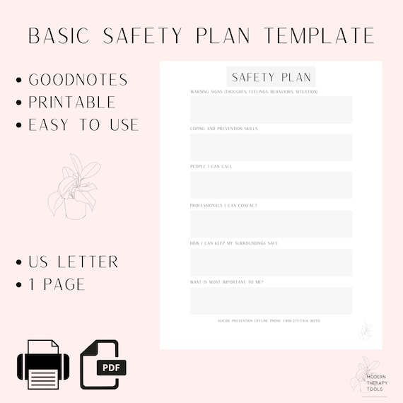 Safety Plan PDF Template Printable PDF Goodnotes Etsy