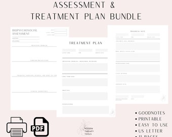 Assessment/MSE/Treatment Plan/Safety Plan/Progress Note Bundle for MFT Social Workers Psychotherapists
