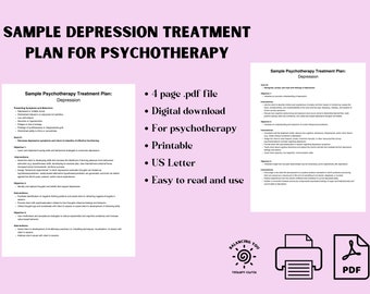 Sample Psychotherapy Treatment Plan For Depression- Tool for Therapists - Digital Downloads Printable PDF