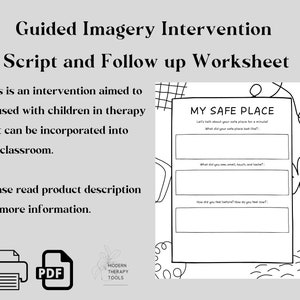 May include: Black and white printable worksheet titled "My Safe Place" with three blank boxes for writing. The worksheet is designed to help children identify and describe their safe place.