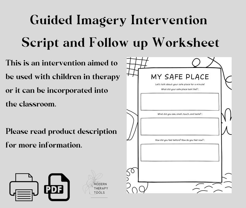 May include: Black and white printable worksheet titled "My Safe Place" with three blank boxes for writing. The worksheet is designed to help children identify and describe their safe place.