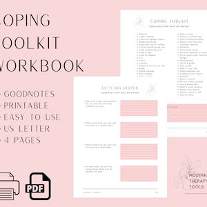 Coping Toolkit Workbook (4 pages) Therapy Intervention | LMFT, LCSW, School Counselor | Goodnotes, Adobe PDF | Downloadable Worksheet