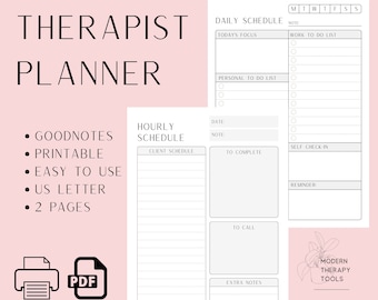 Therapist Planner | Daily & Hourly Schedule (PDF File)