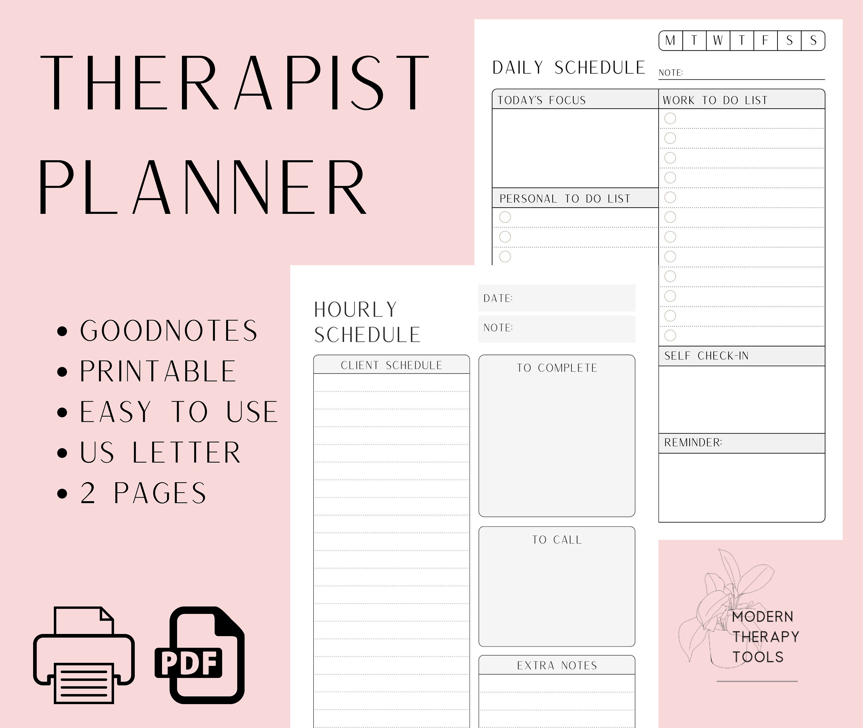 Therapist Planner LCSW LMFT Planner PDF File Goodnotes Daily Planner