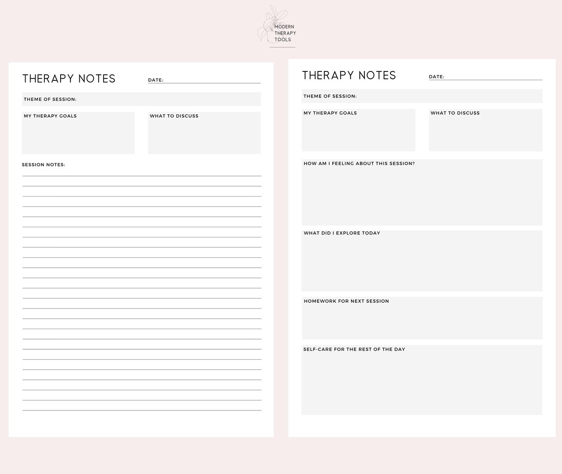 Therapy Notes Template for Clients/patients Downloadable PDF File Therapy Notes Template for Clients/patients Downloadable PDF File