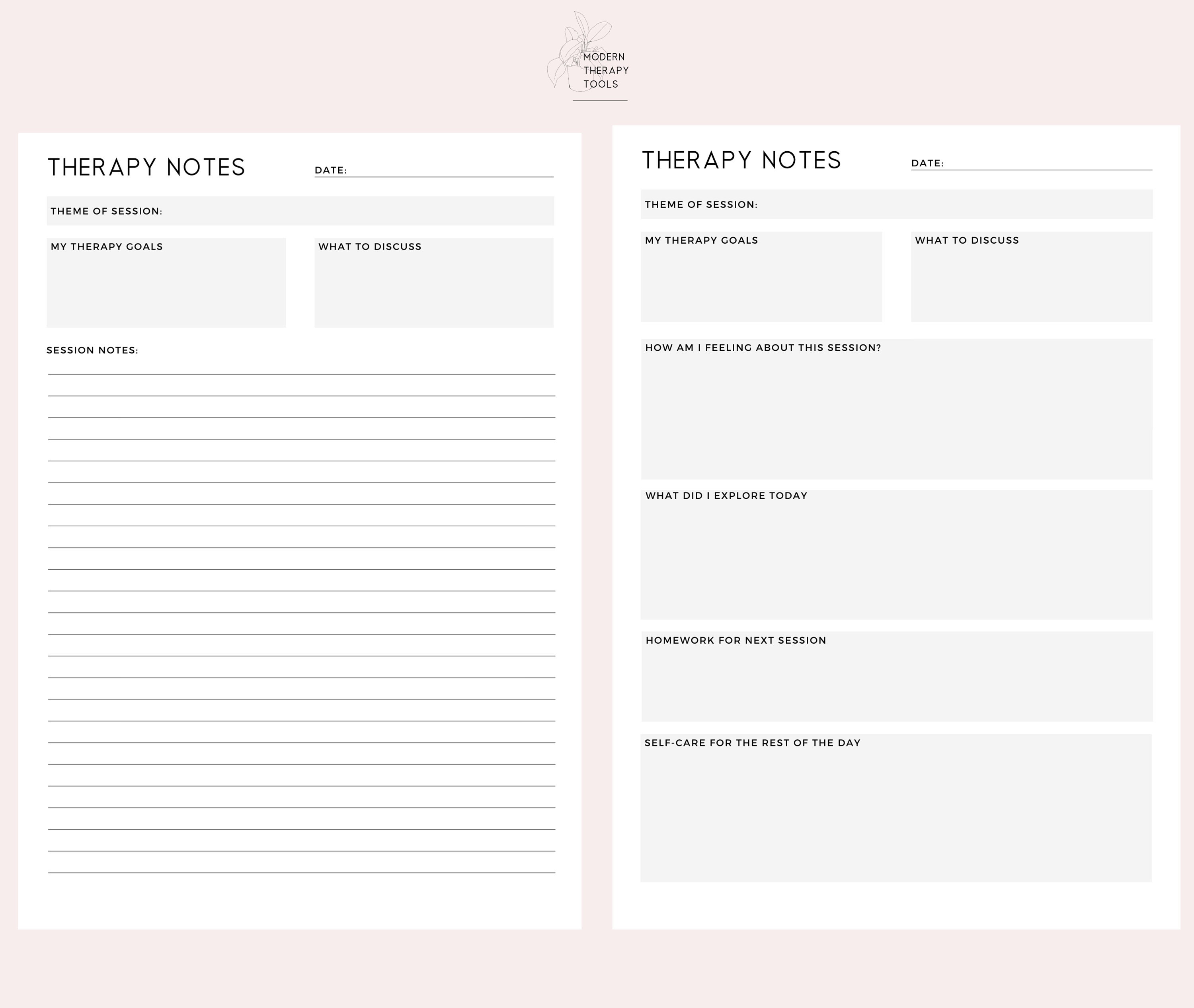 Therapy Notes Template for Clients/patients | Downloadable PDF File ...