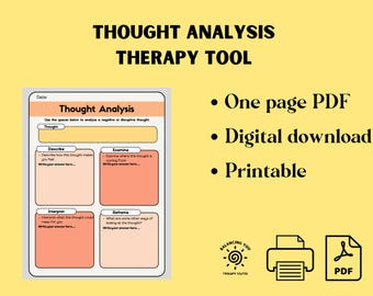 Thought analysis THERAPY WORKSHEET for therapists to use with clients
