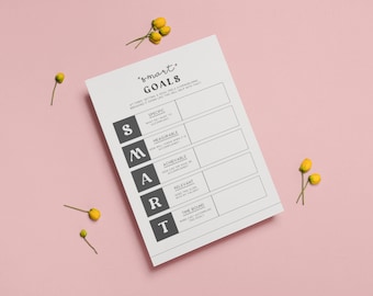 SMART Goals Workbook 5 Page PDF Digital Download - Goal Setting Workbook