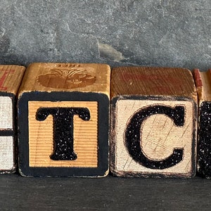 Halloween signs Vintage blocks Upcycled Wicked Witch Unique One of a kind Table top Desktop Office decor Home decor Versatile Ships free