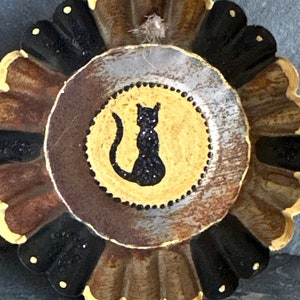 Halloween decor Halloween ornaments Black cat Tree ornament Fall Cat lover Unique gift One of a kind Handmade Original Gift for her him