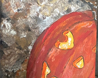 Fall decor Mini painting Pumpkins Jack o Lanterns Original art Unique gift idea Office decor Hand painted