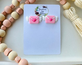 Love Letter Earrings/ Love Letter Stud Earrings/ Love Letter Envelope Earrings/ Valentines Earrings/ Heart Earrings/ Cute Valentine Earrings