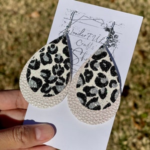 Gold and Red Leopard Earrings Hardboard Teardrop Dangle Gold and Red Leopard Earrings Hardboard Teardrop Dangle