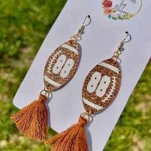 Handmade Braid Football Tassel Dangle Earrings - Colorful Sports Themed Jewelry For Women
